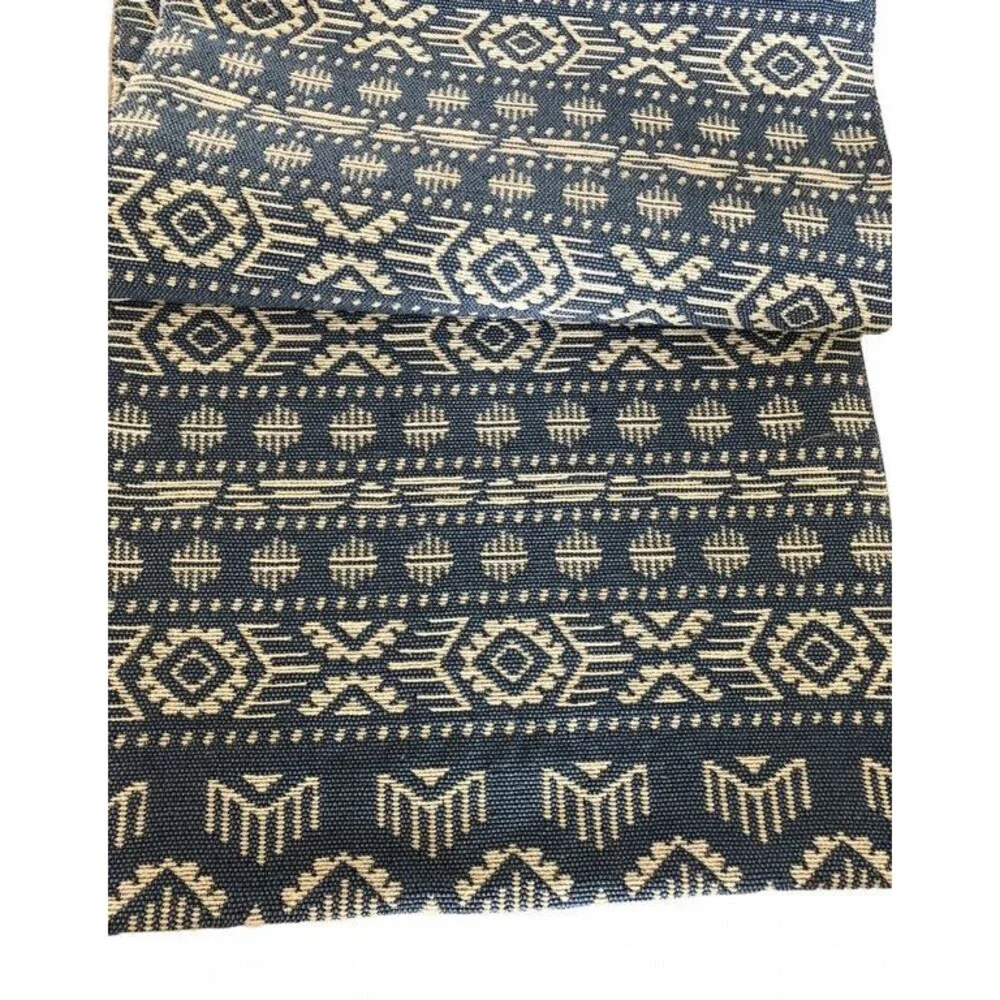 Southwest Desert Indian Table Runner Tapestry Spot Clean Blue Satin Backed 13x72
